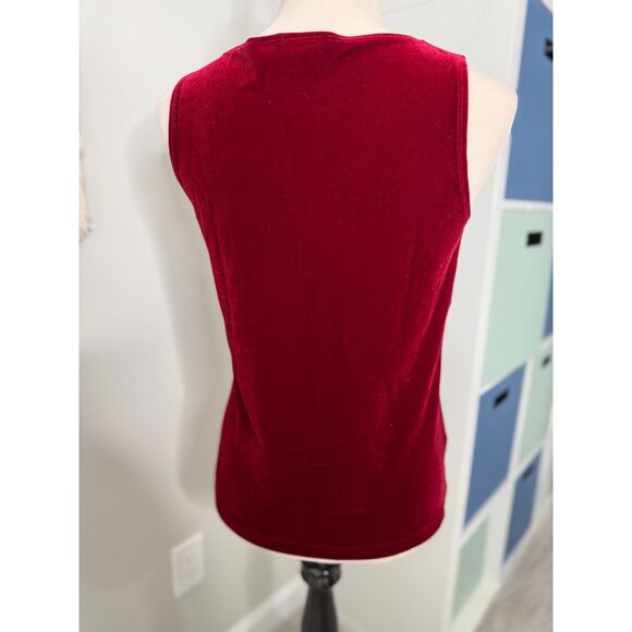 Vtg Y2K Chico's Red Velvet Sleeveless Blouse Shirt Tank Top 0/Small Holiday Xmas - Picture 2 of 5